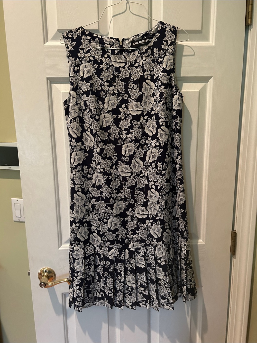 Karl Lagerfeld Black and White Floral Drop-Waist Mini Dress